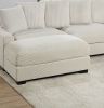Living Room Furniture 1pc Ottoman Beige Color Corduroy Soft Cushion Cocktail Ottoman Wood Legs