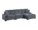 Living Room Furniture 1pc Ottoman Dark Gray Corduroy Soft Cushion Cocktail Ottoman Wood Legs