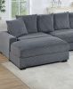 Living Room Furniture 1pc Ottoman Dark Gray Corduroy Soft Cushion Cocktail Ottoman Wood Legs