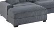 Living Room Furniture 1pc Ottoman Dark Gray Corduroy Soft Cushion Cocktail Ottoman Wood Legs