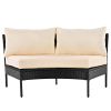 U_STYLE Patio Furniture Set, 3 Piece Curved Outdoor Conversation Set, All Weather Sectional Sofa with Cushions