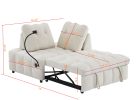 Modern sofa velvet pull-out bed,Independently removable backrest, have USB port and swivel phone stand ,beige